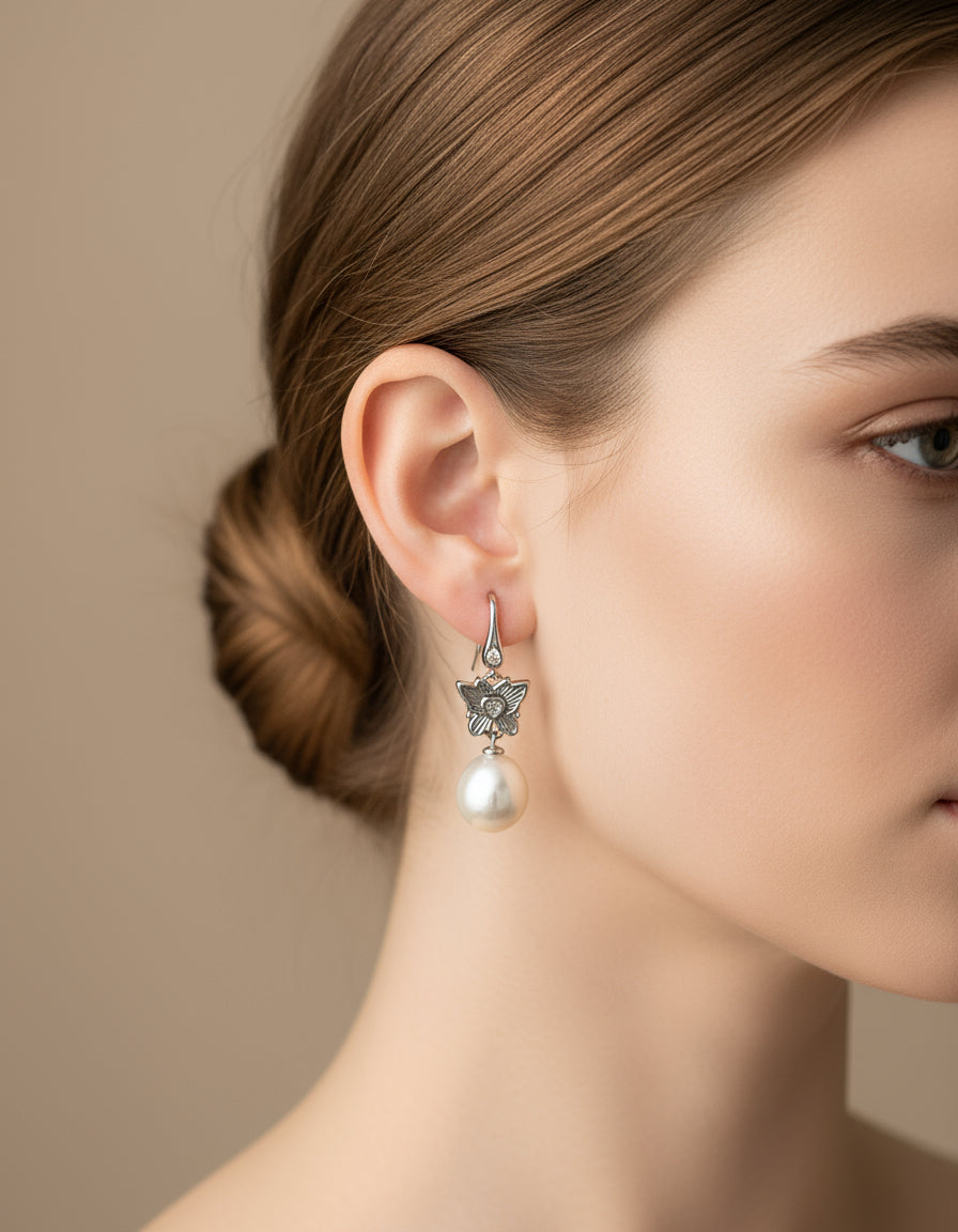 Vintage Pearl Drop Earrings | S925 Silver Baroque Pearl Jewelry