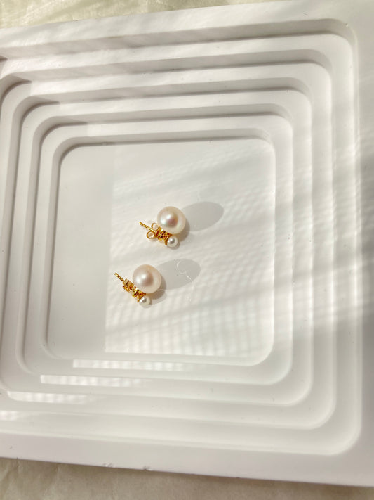 Two Pearls Studs
