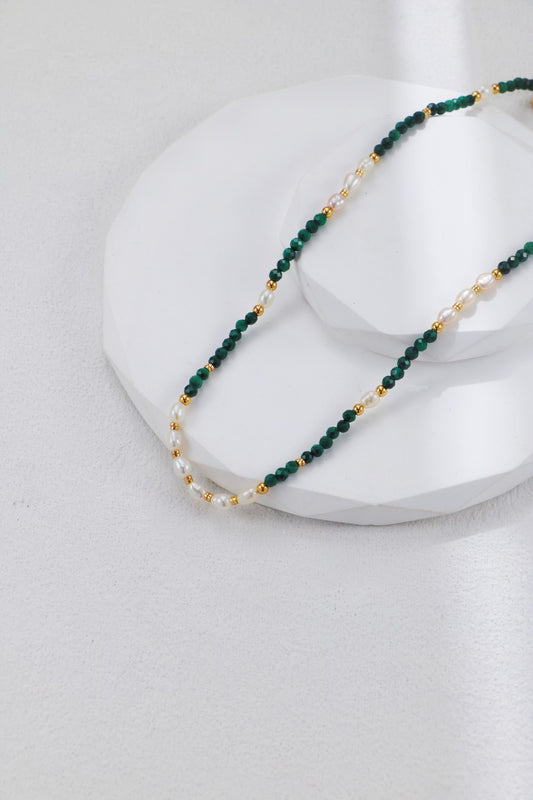 Malachite and Pearl Necklace