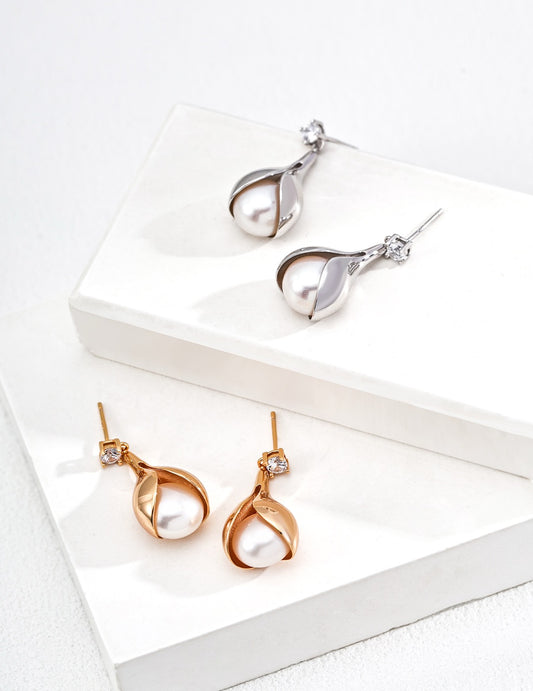Vintage Bloom S925 Pearl & Zircon Drop Earrings