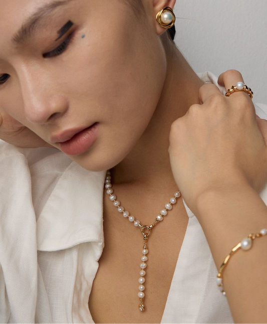 S925 Sterling Silver Natural Pearl & Zircon Necklace
