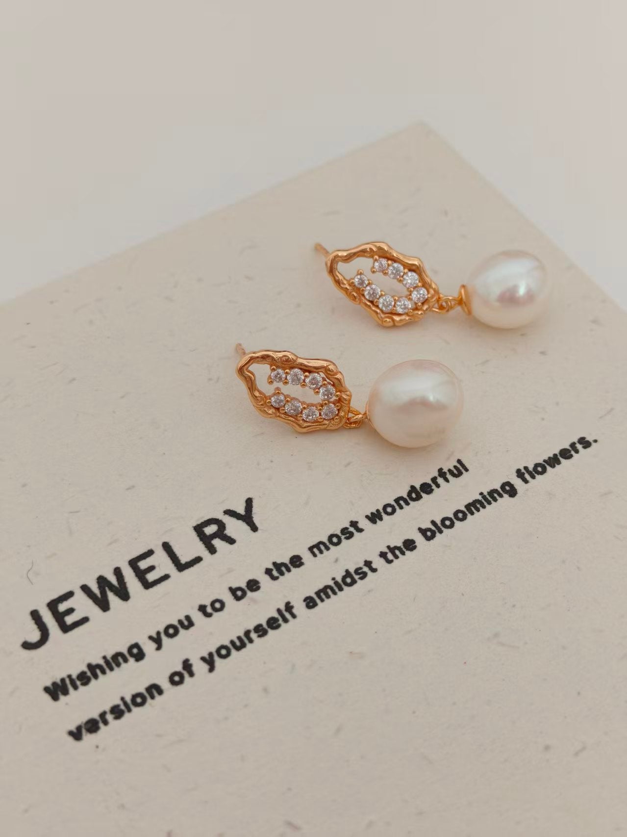 Vintage Gold Baroque Pearl Drop Earrings | 925 Silver & Zircon