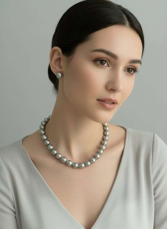 Swarovski Pearl Classic Necklace & Stud Earrings Set – 10mm Round