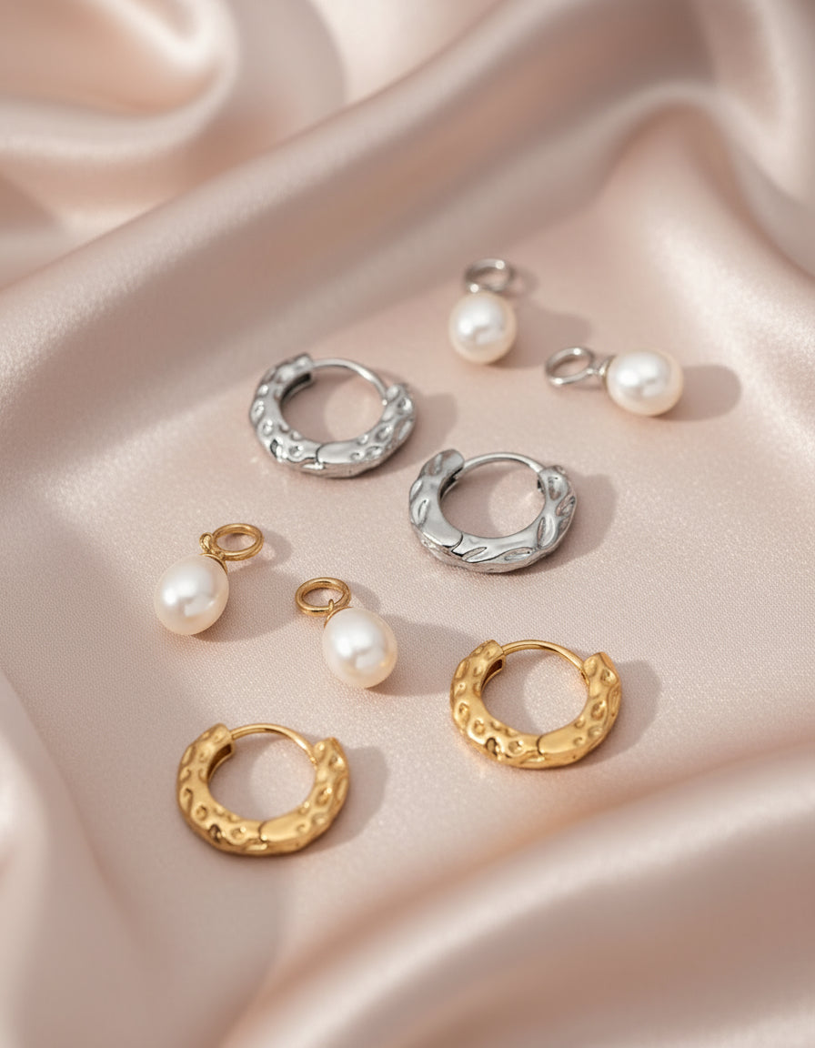 Vintage Natural Pearl Silver Earrings | Pendant Removable Earrings