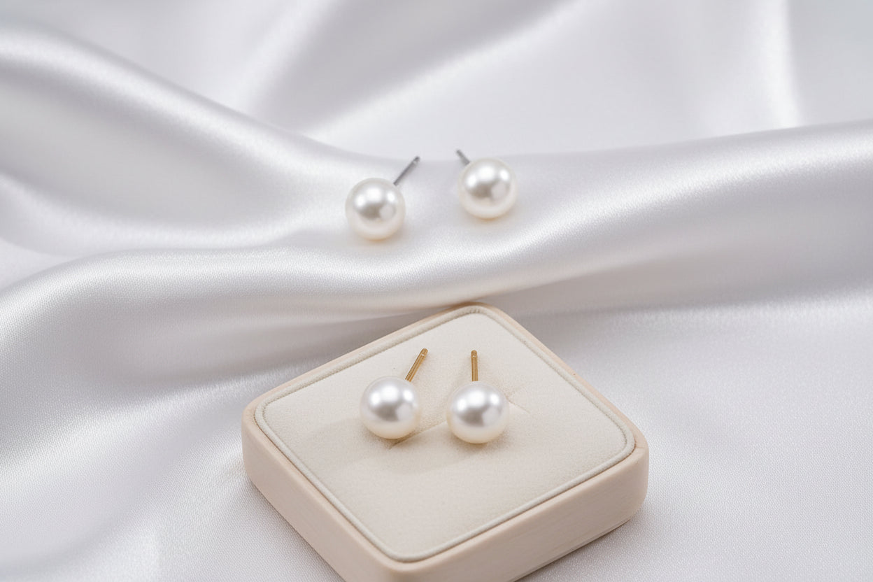 Minimalist Vintage Natural Pearl Stud Earrings | S925 Sterling Silver