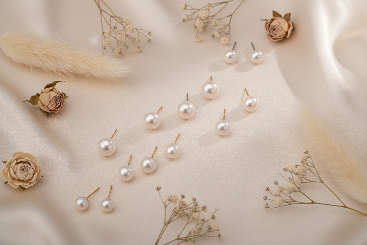 Minimalist Vintage Natural Pearl Stud Earrings | S925 Sterling Silver