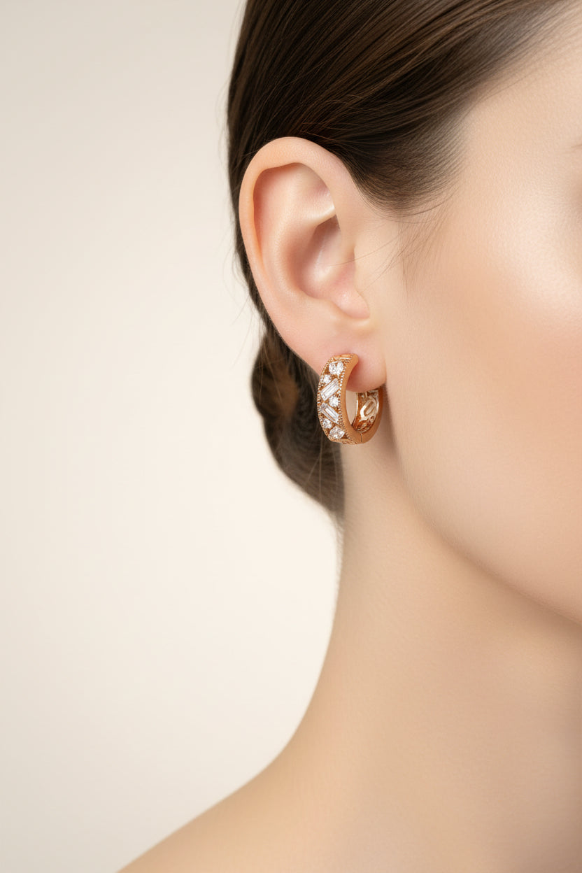 CZ Hoop Earrings - S925 Sterling Silver