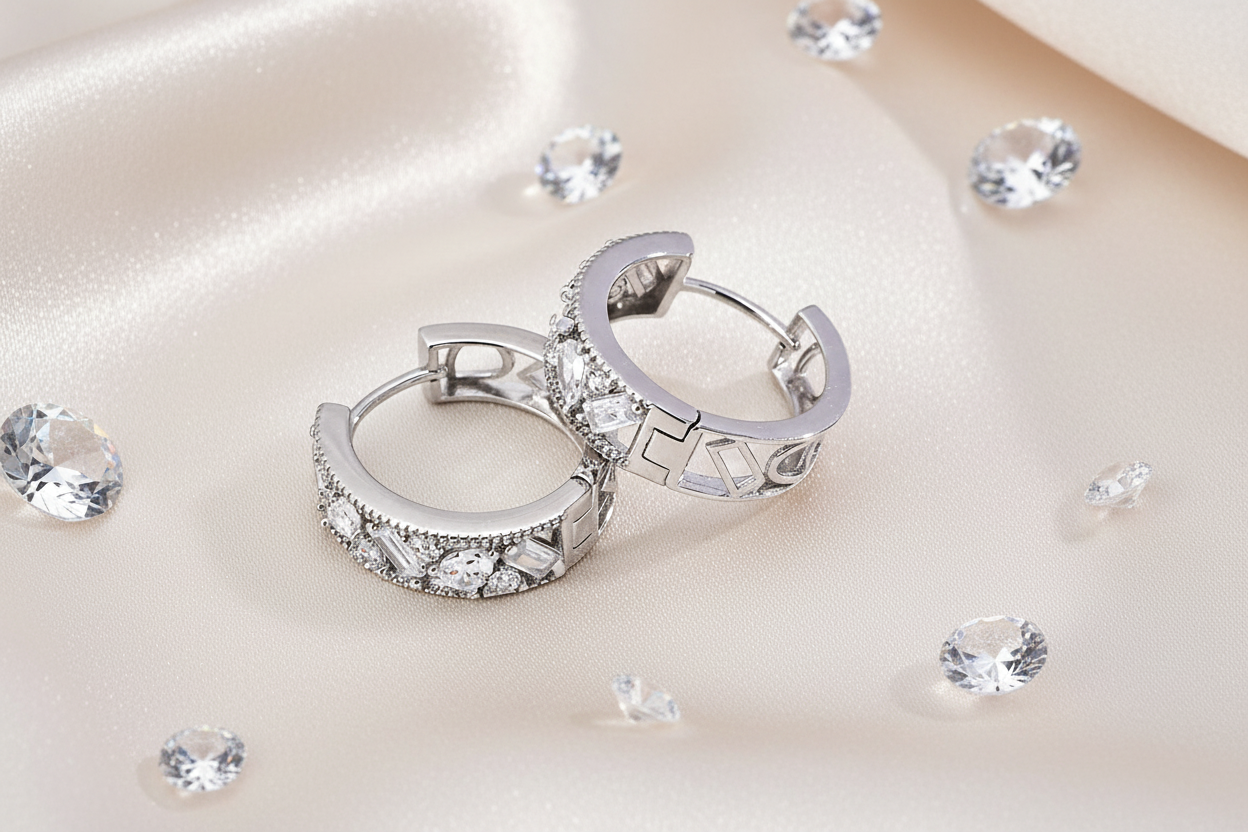 CZ Hoop Earrings - S925 Sterling Silver