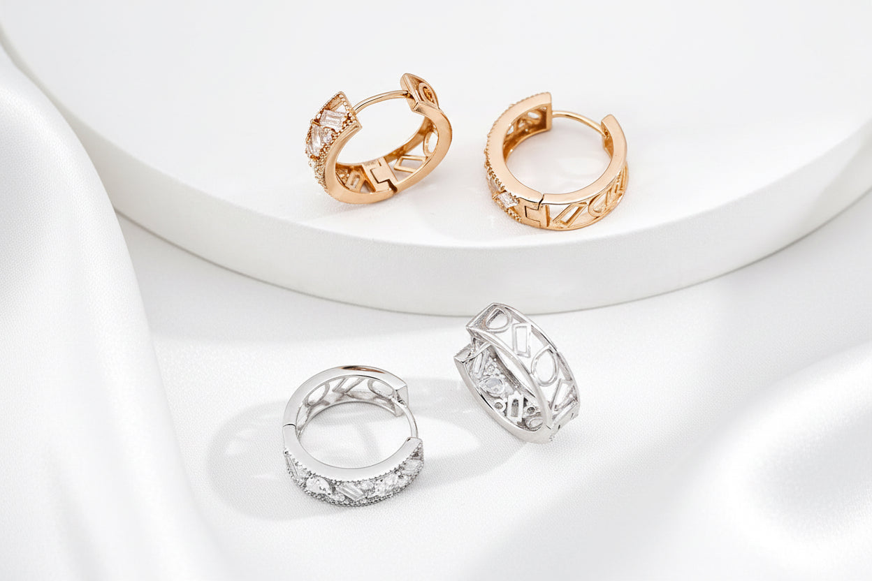 CZ Hoop Earrings - S925 Sterling Silver