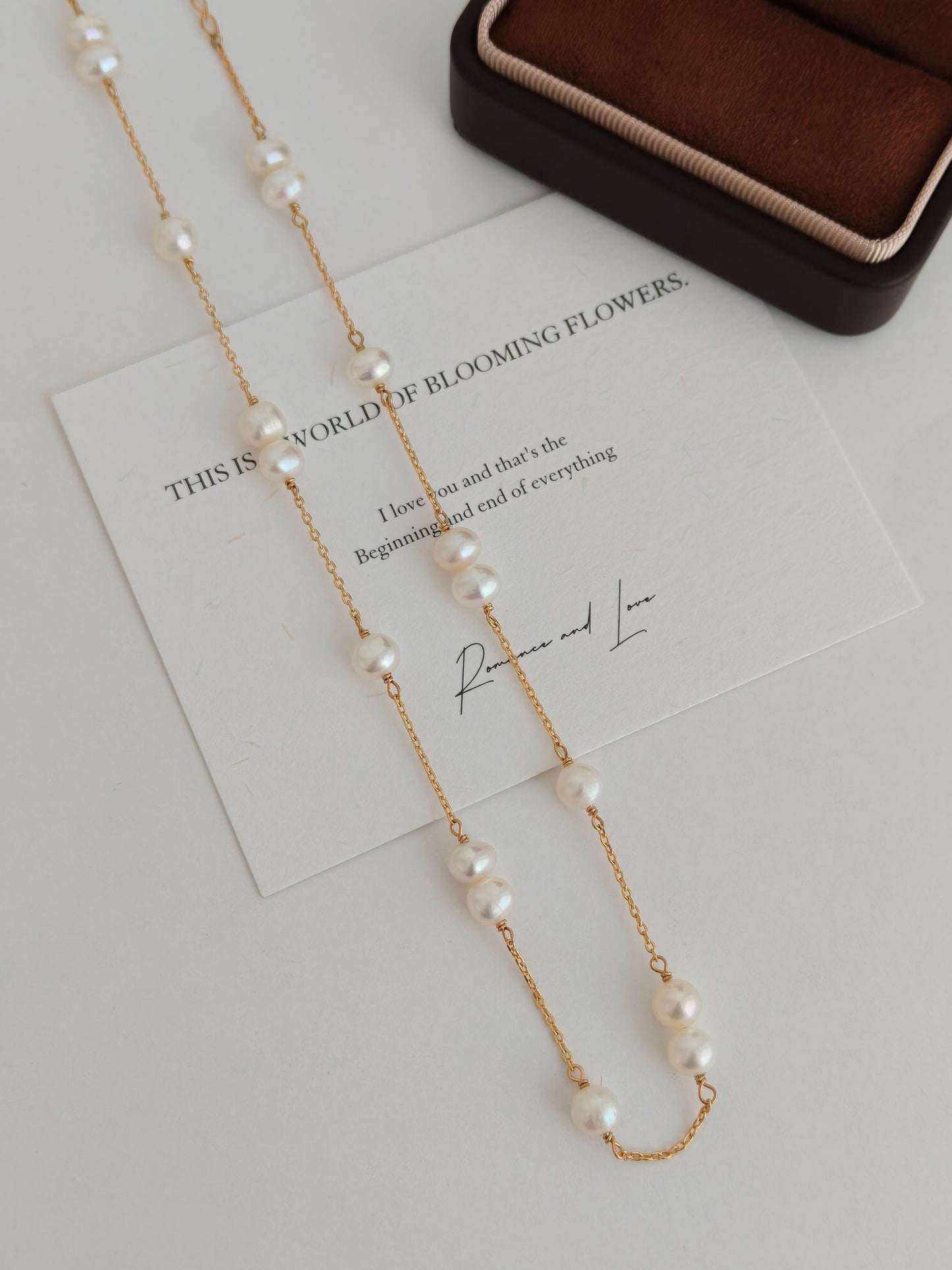 Natural Pearl Jewelry Set – S925 Sterling Silver Station Necklace & Bracelet Matching Set Vintage Gold or Platinum