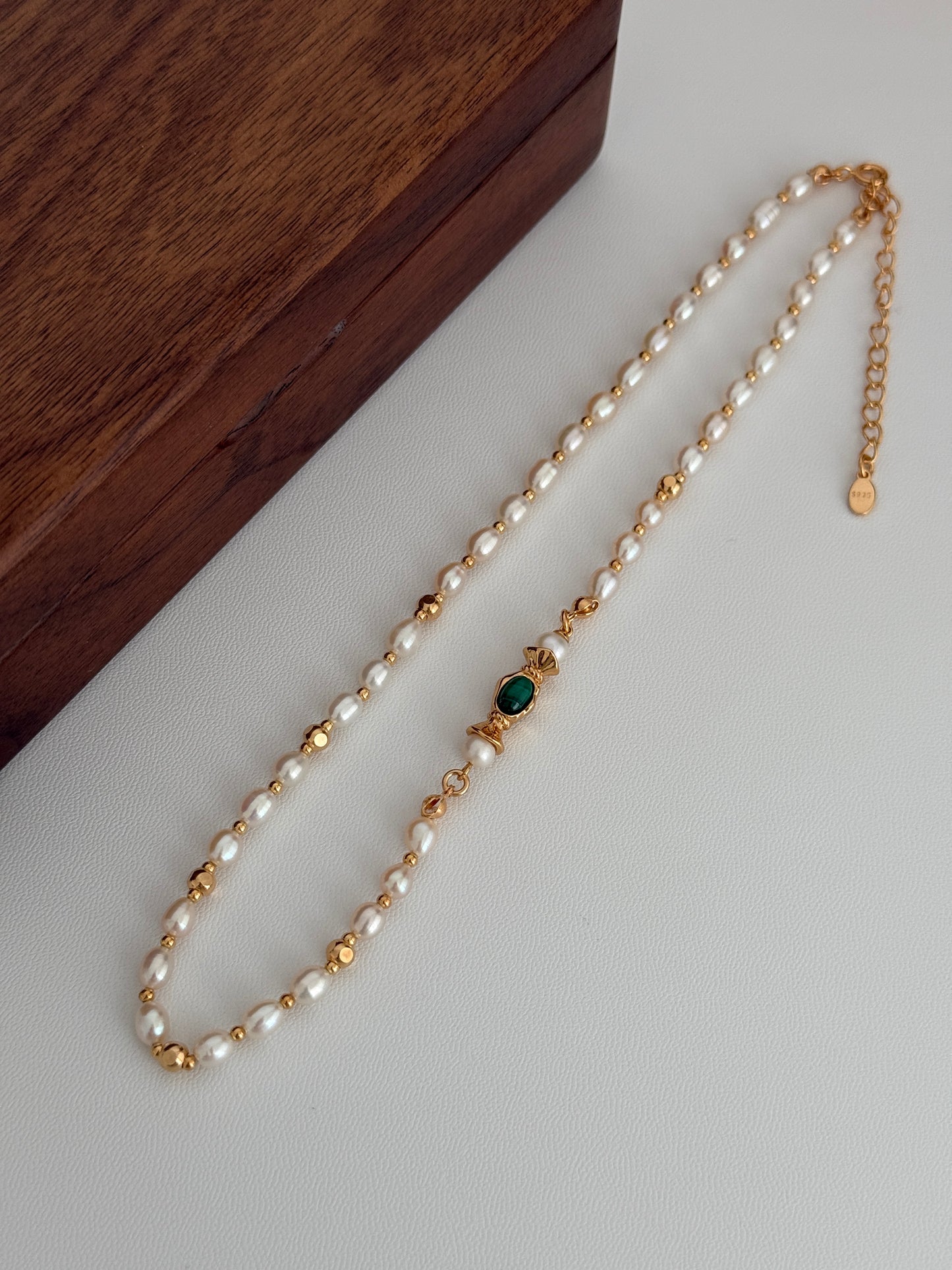 Malachite Pearl Necklace