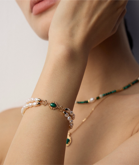 Malachite Pearl Bracelet