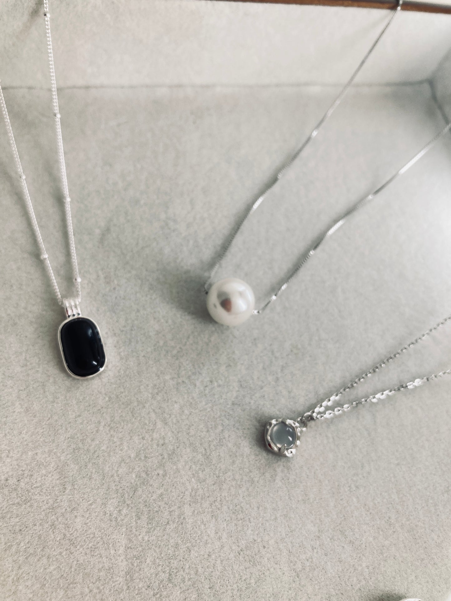 Black agate sterling silver necklace