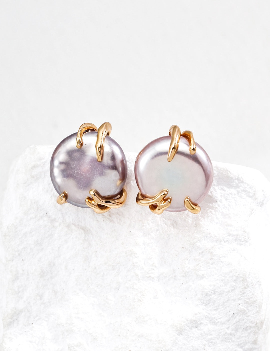 Vintage Gold Baroque Pearl Jewelry Set – Necklace & Stud Earrings | S925 Silver