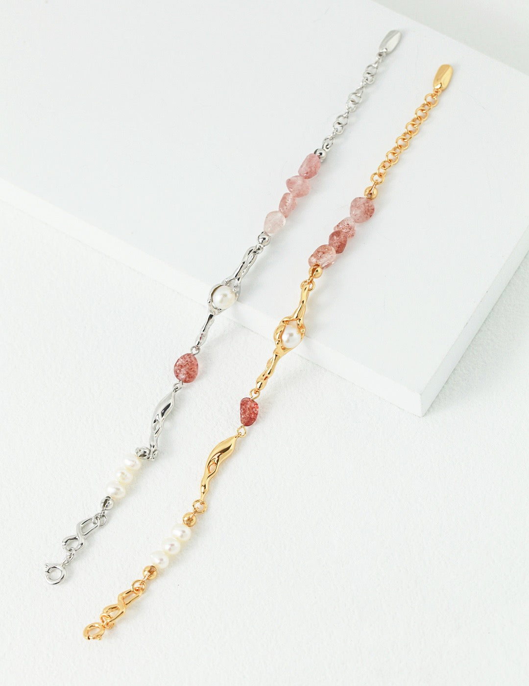 Strawberry Crystal and Pearl Bracelet