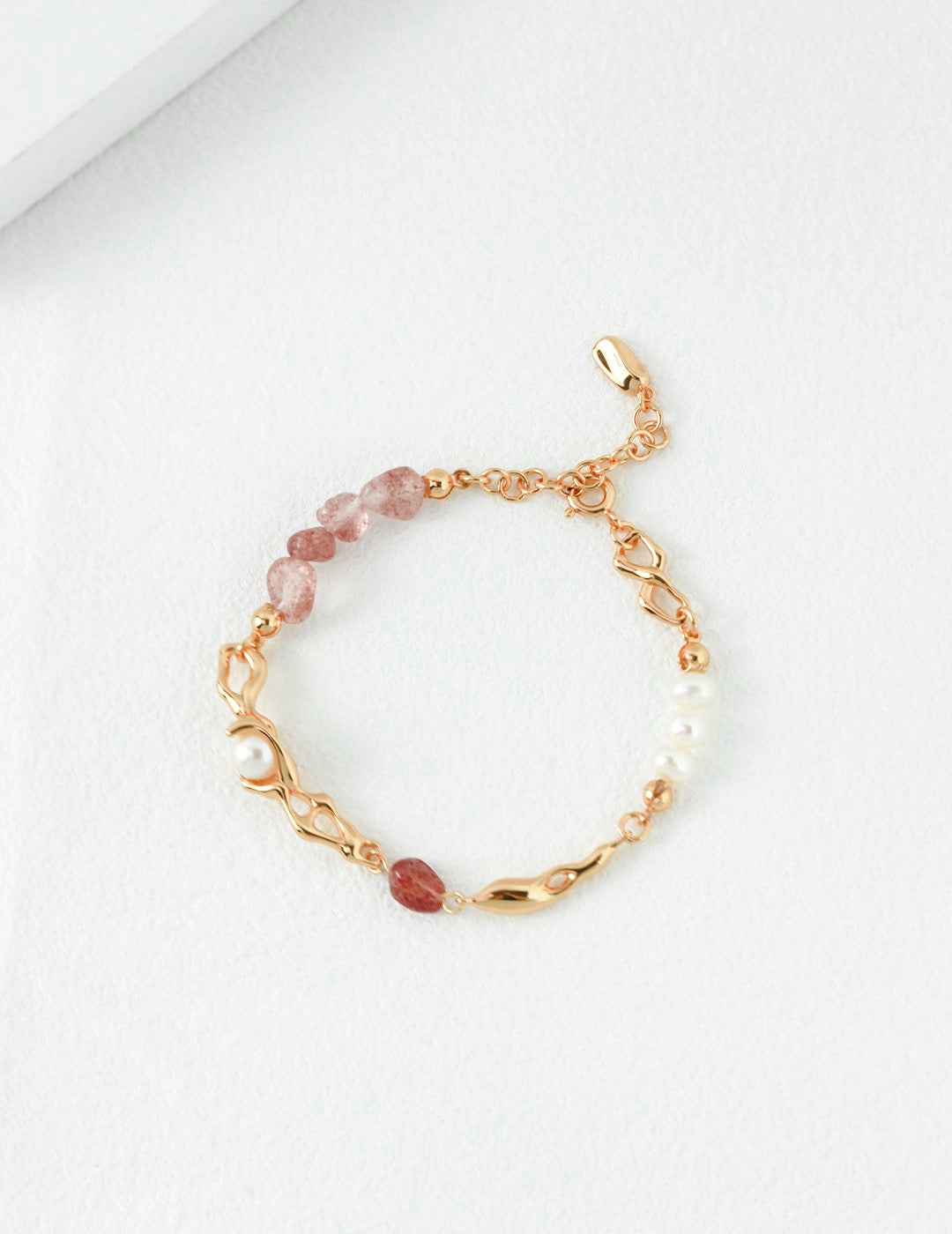 Strawberry Crystal and Pearl Bracelet