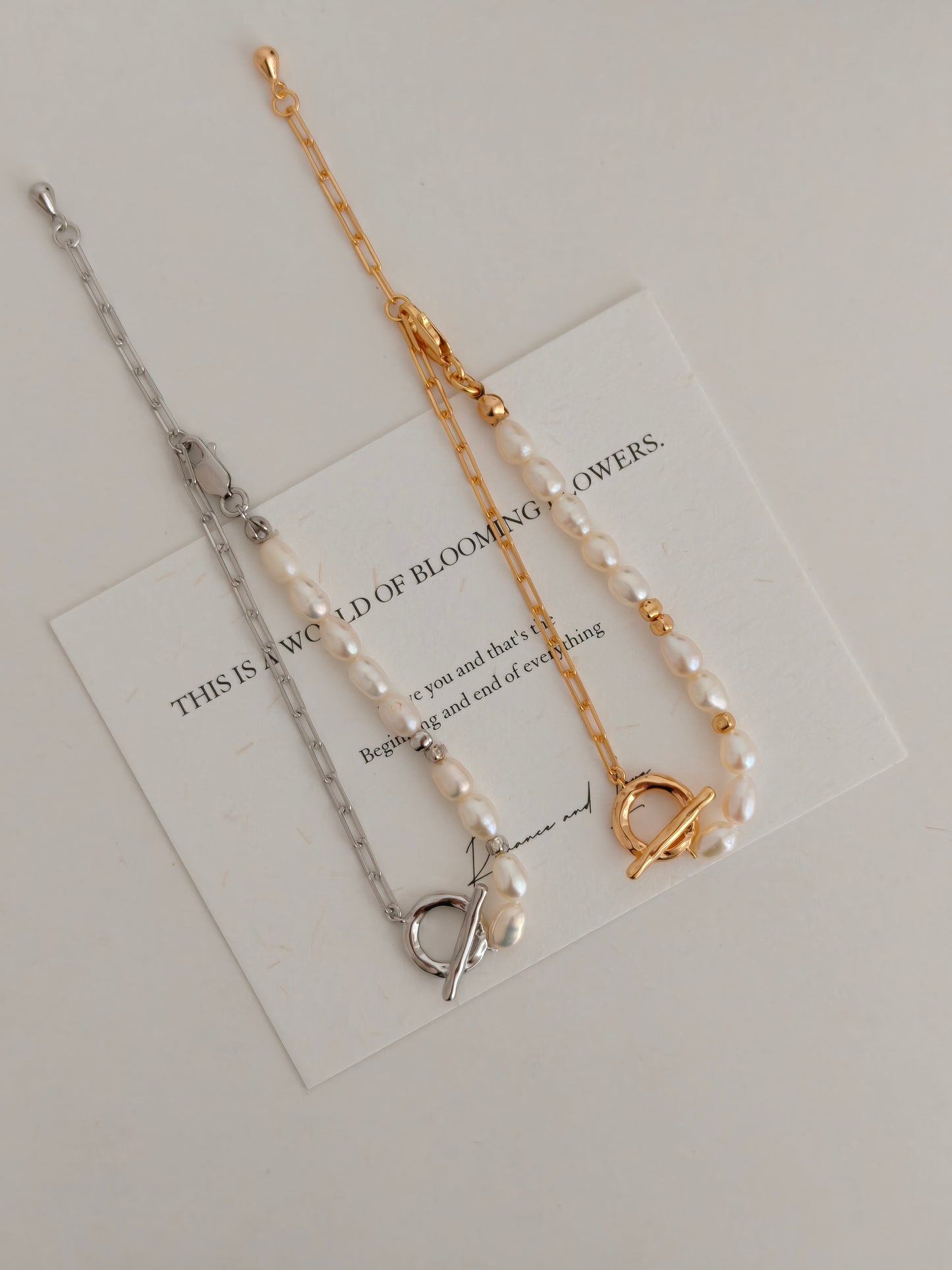 Aurora Pearl & Gold Chain Bracelet – S925 Sterling Silver
