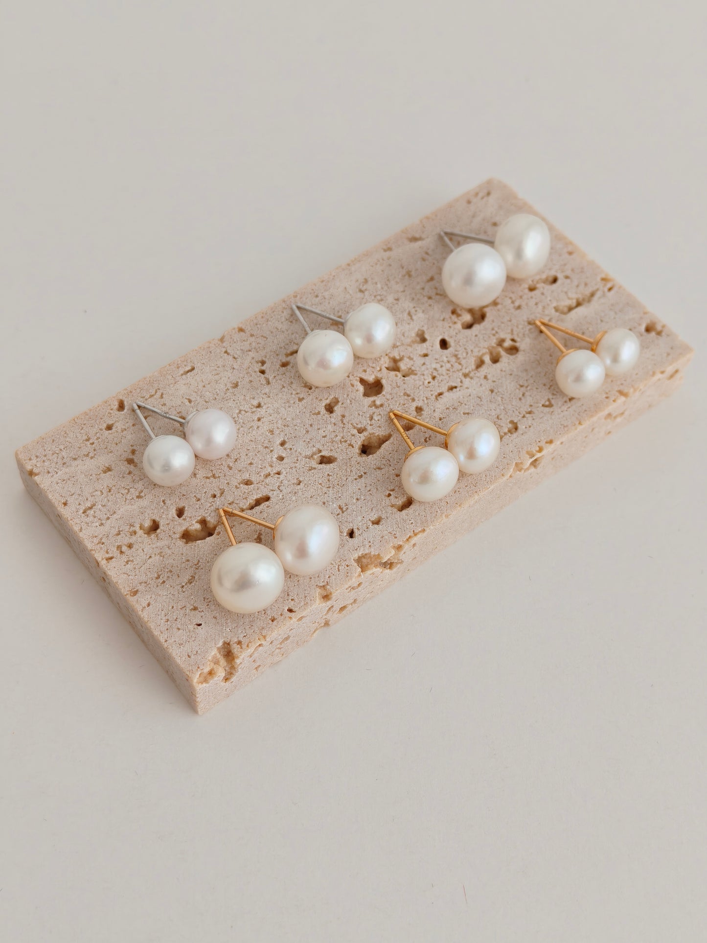 Minimalist Vintage Natural Pearl Stud Earrings | S925 Sterling Silver