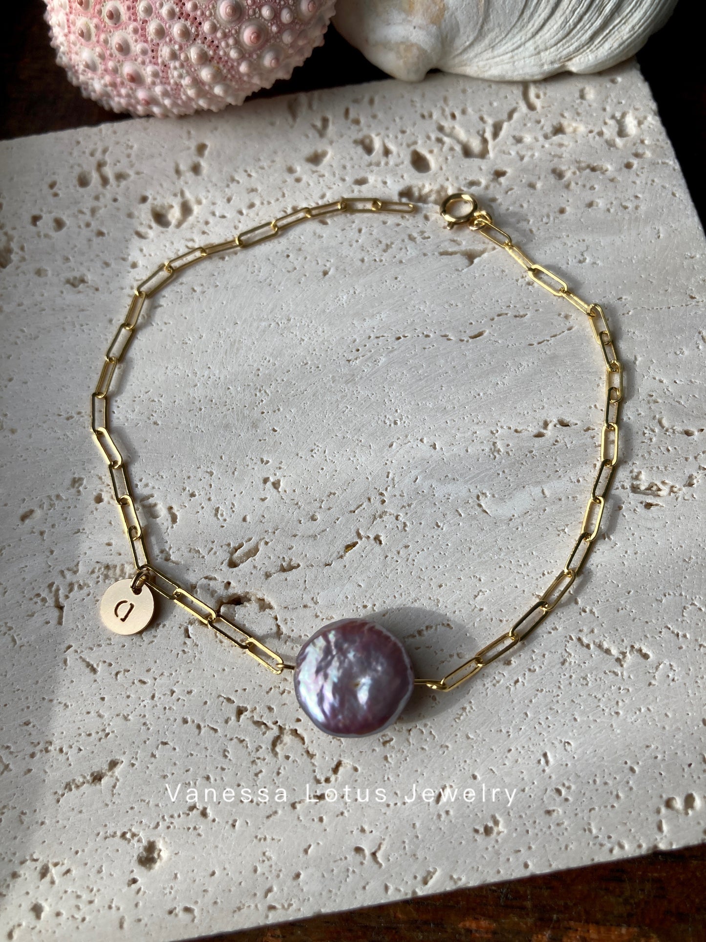 Purple baroque pearl bracelet