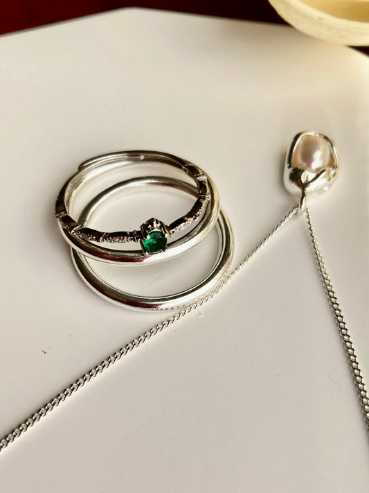 Emerald Sterling Silver Ring