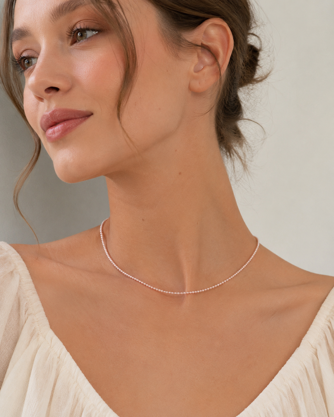 Tiny Pink Freshwater Pearl Choker Necklace