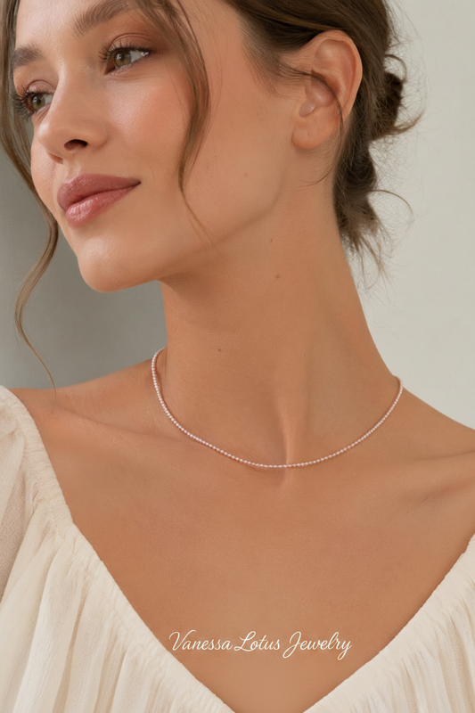 Tiny Pink Freshwater Pearl Choker Necklace