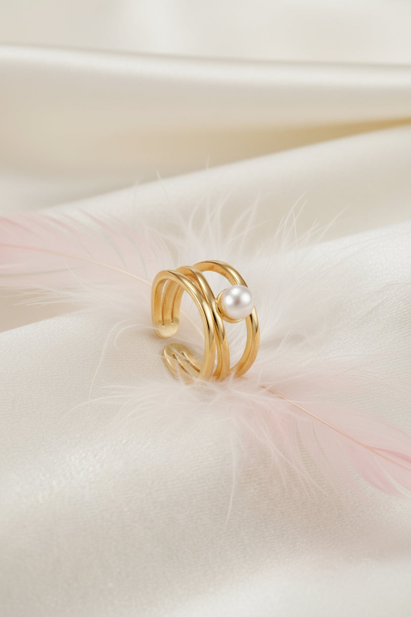S925 Sterling Silver Pearl Open Ring