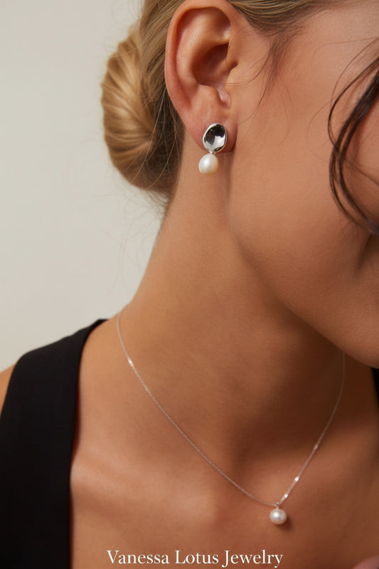 Vintage Pearl Drop Earrings – Natural Pearl & S925 Sterling Silver (Gold/Platinum Plated)