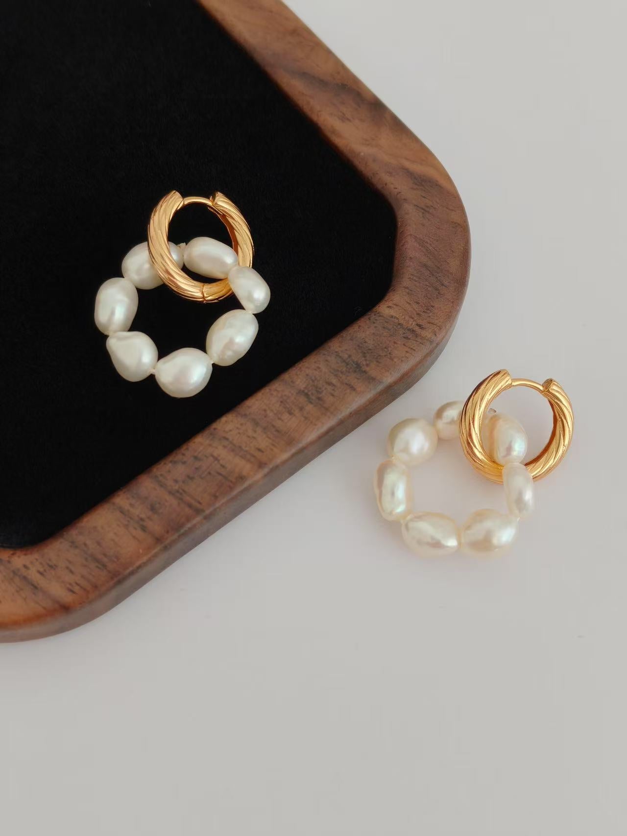 Pearl Earrings with Removable Pearl Ring Pendants