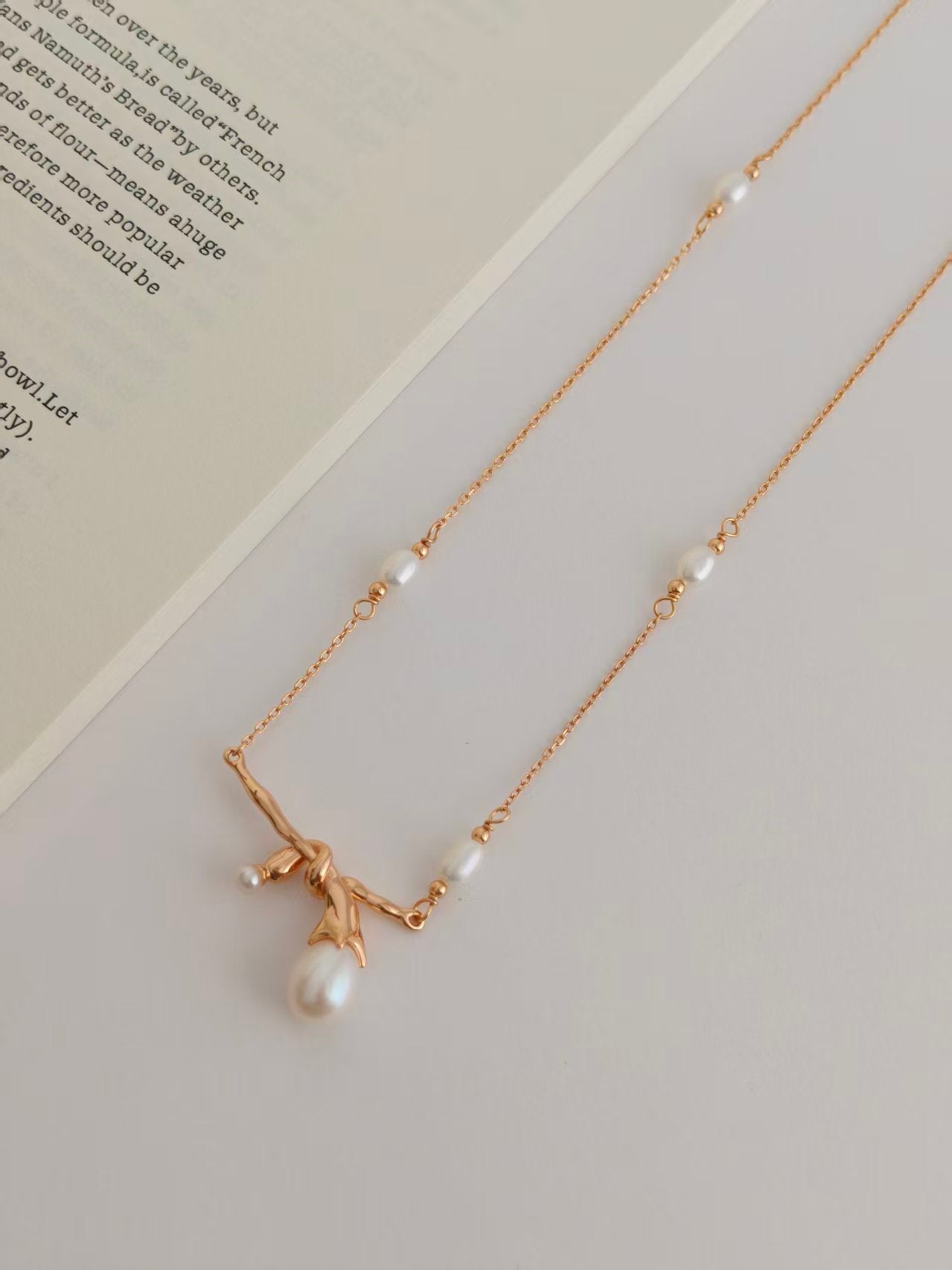 S925 Natural Pearl Necklace & Bracelet Set | Vintage Gold