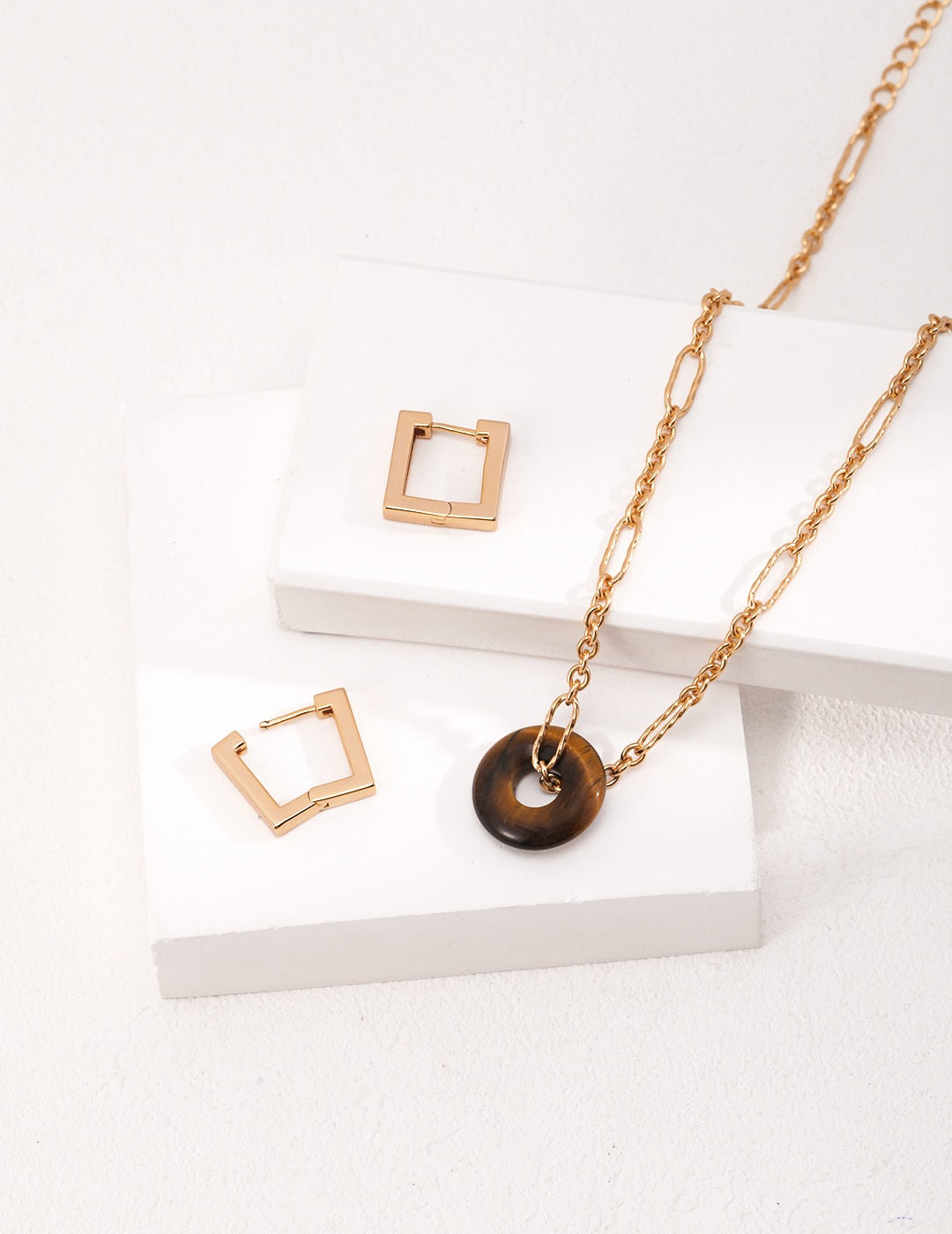 Natural Tiger’s Eye Gemstone Earrings