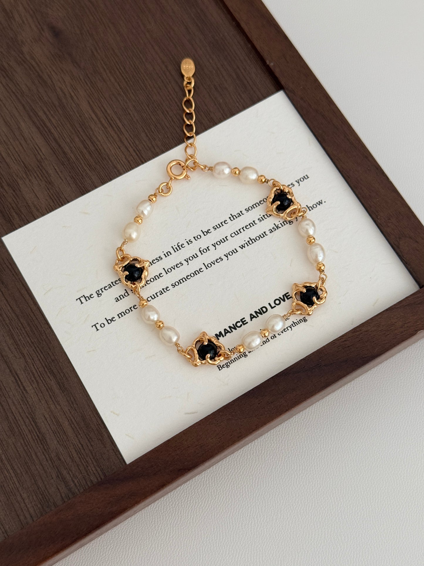 Black Agate and Pearl Bracelet