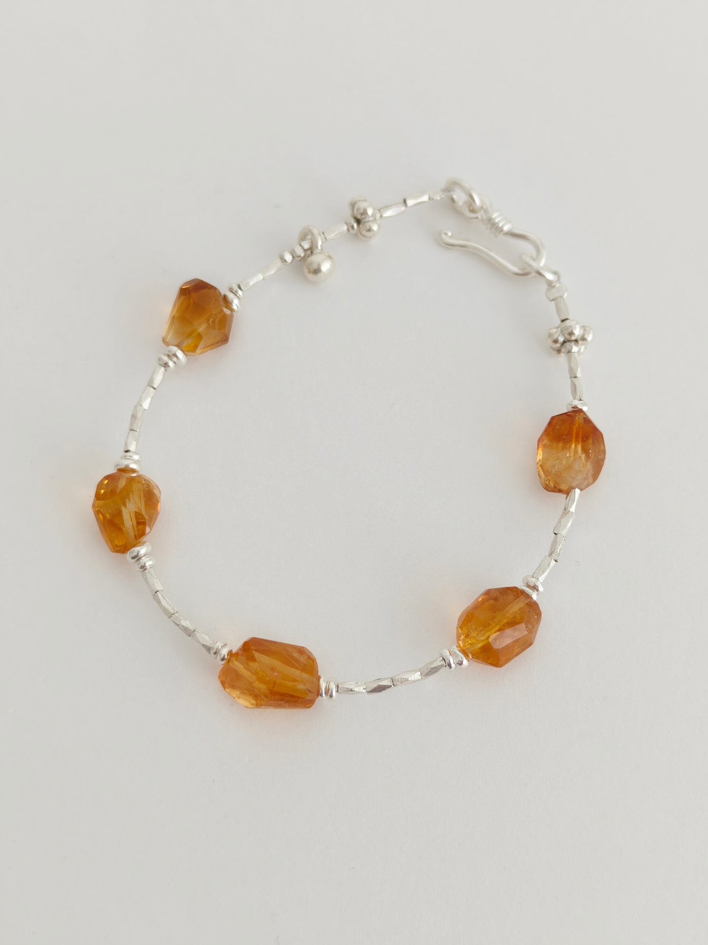 Brazilian Citrine Beaded Bracelet – Handmade Thai Silver Gemstone Bracelet