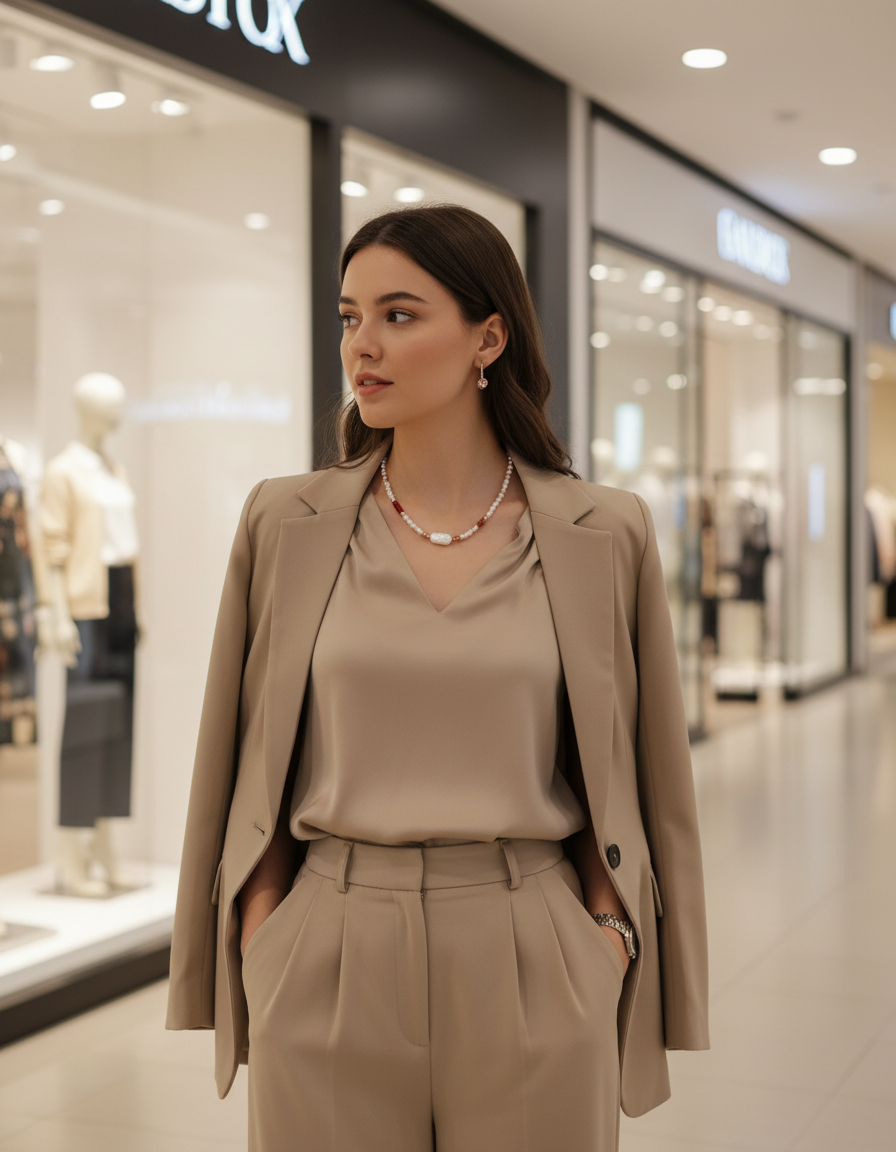 Strawberry Quartz & Pearl Beaded Necklace – S925 Silver