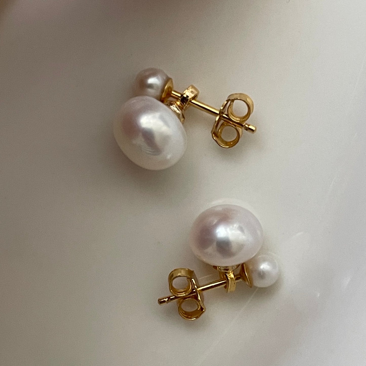 Two Pearls Studs