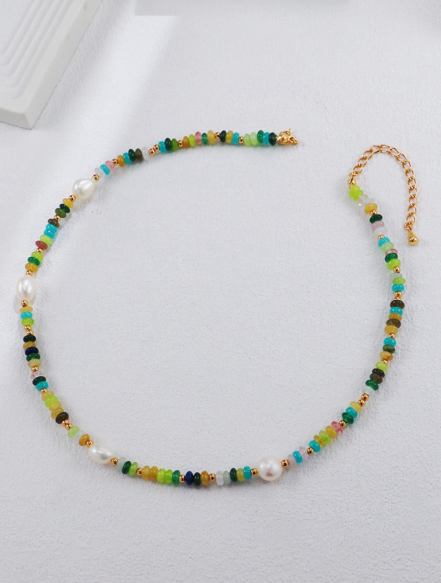 Vintage Rainbow Gemstone & Pearl Necklace & Bracelet - S925 Silver Natural Pearl & Gemstone Jewelry
