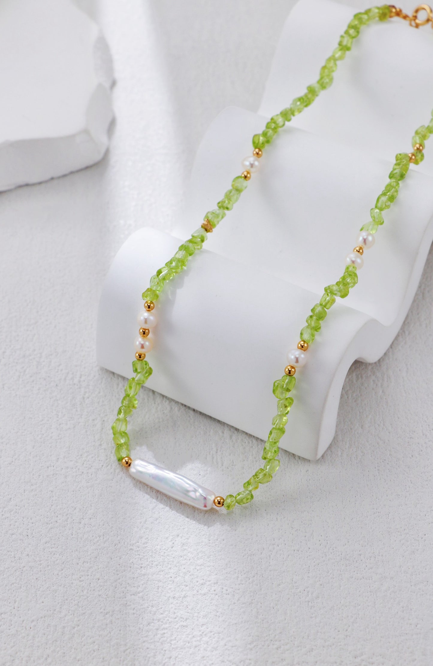 Peridot & Pearl Harmony Set – S925 Sterling Silver Necklace and Bracelet