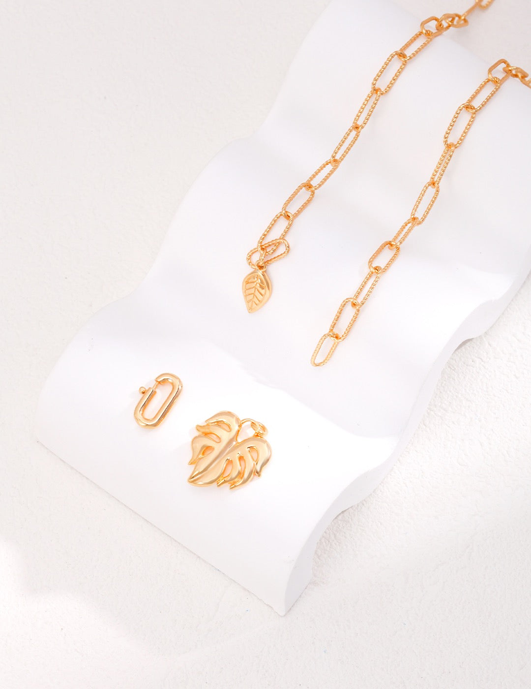 Jewelry Set - leaf necklace and earrings