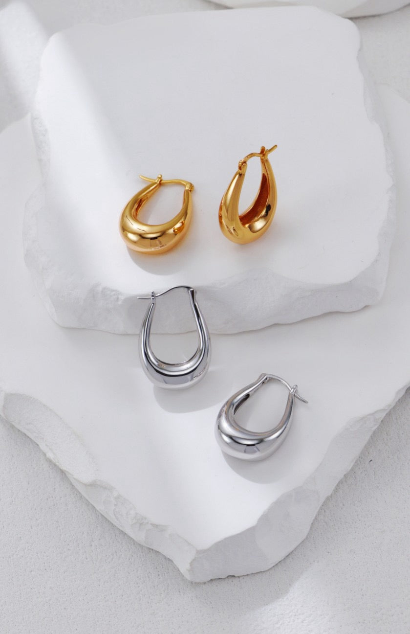 S925 Sterling Silver Vintage Gold & Platinum Water Drop Earrings