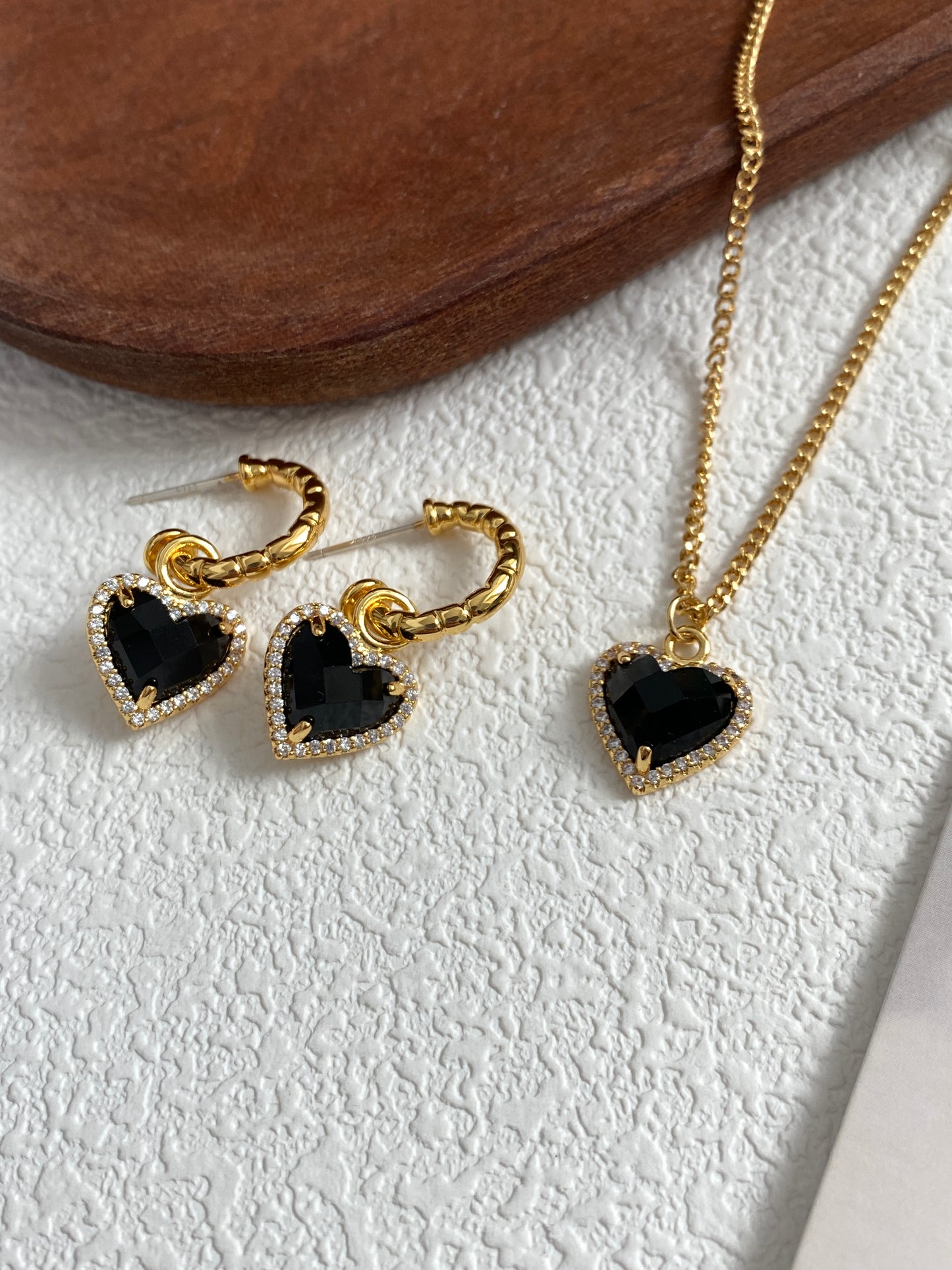 Black Heart Pendant Earrings