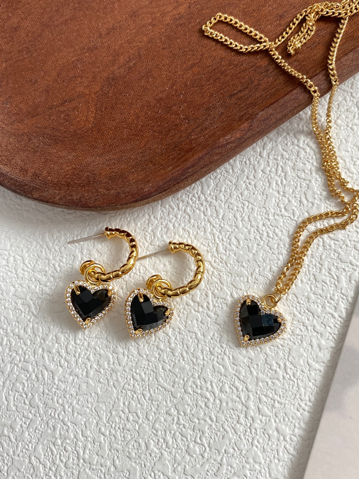 Black Heart Pendant Earrings