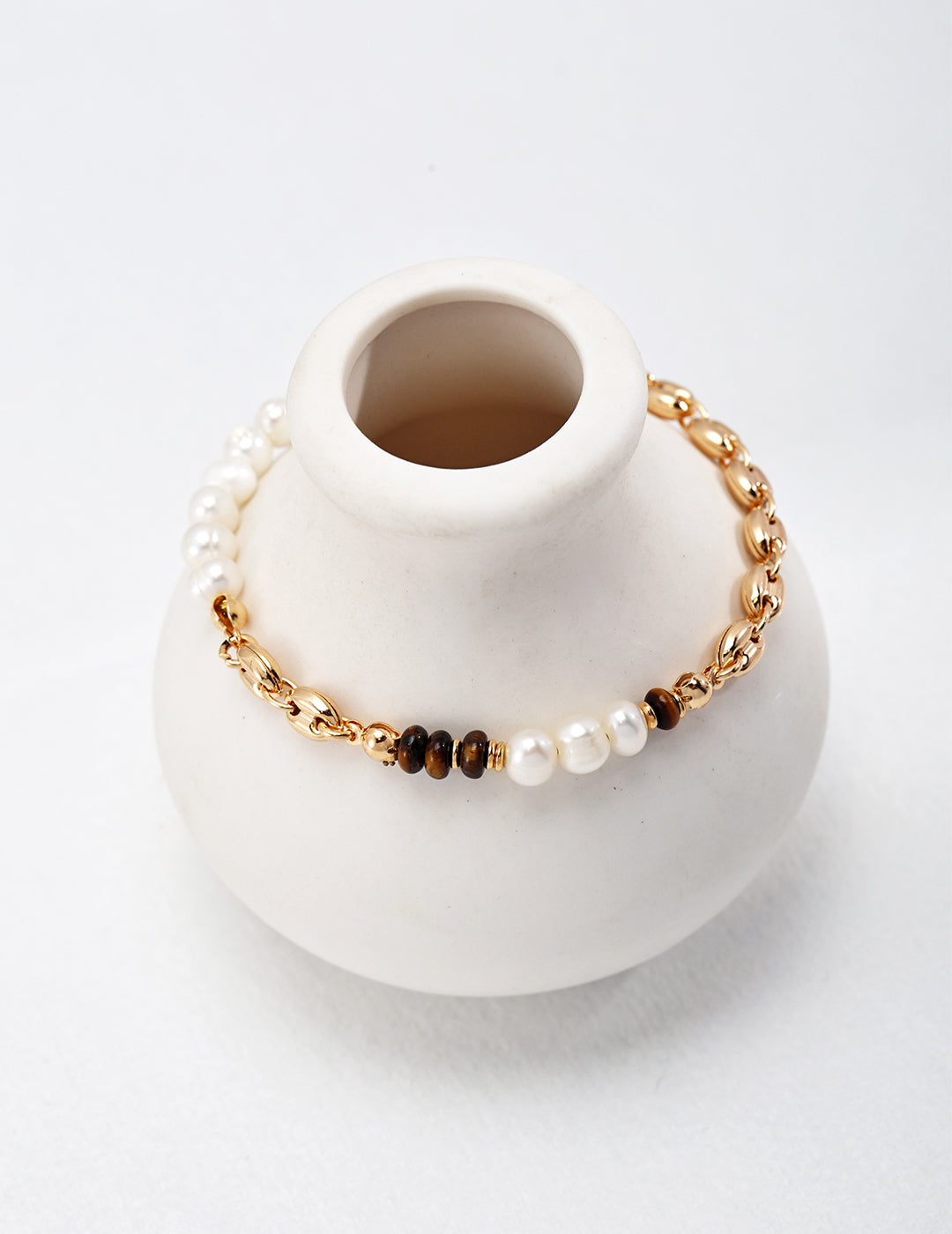 Tiger's Eye and Pearl Bracelet