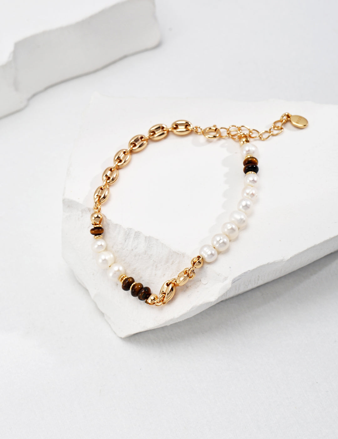 Tiger's Eye and Pearl Bracelet