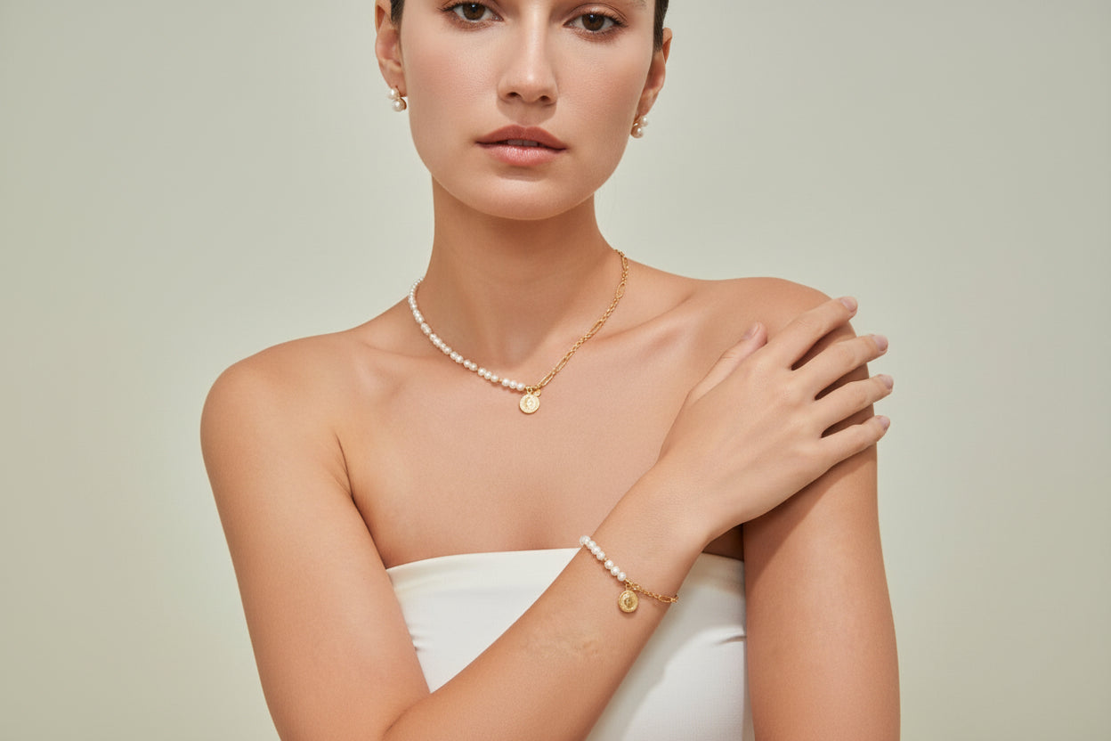 Vintage Pearl Chain Necklace in Sterling Silver