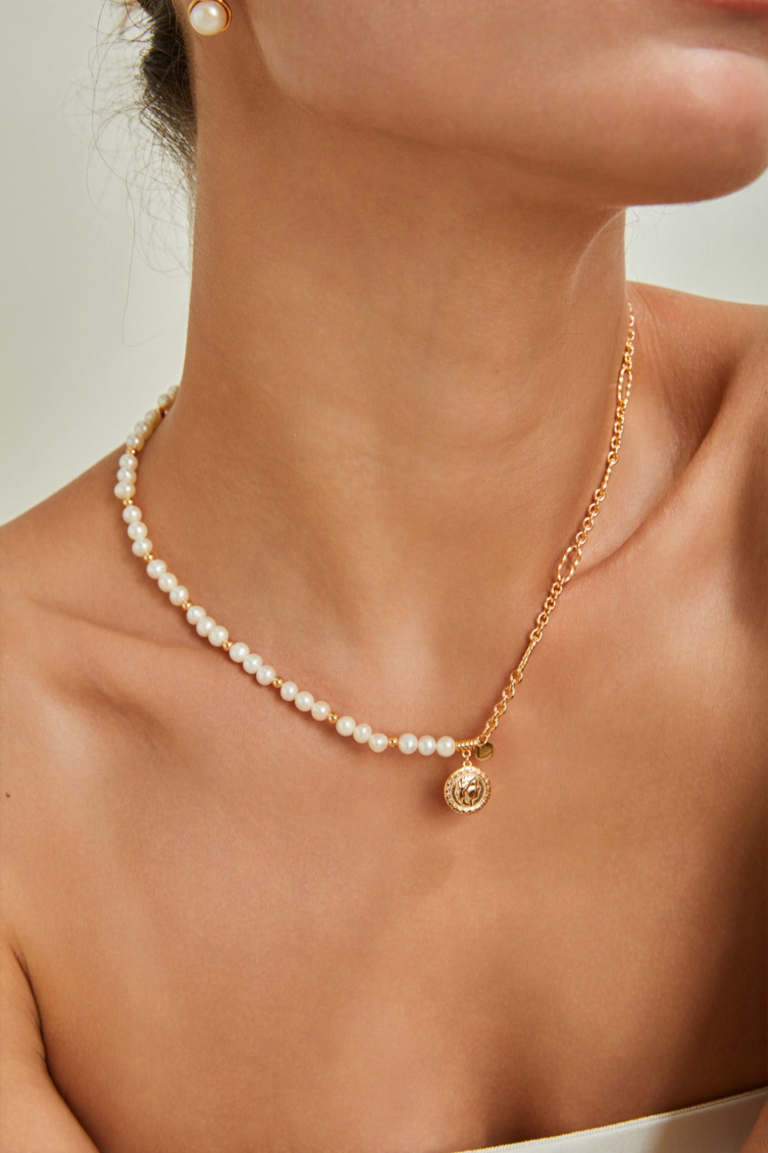 Vintage Pearl Chain Necklace in Sterling Silver
