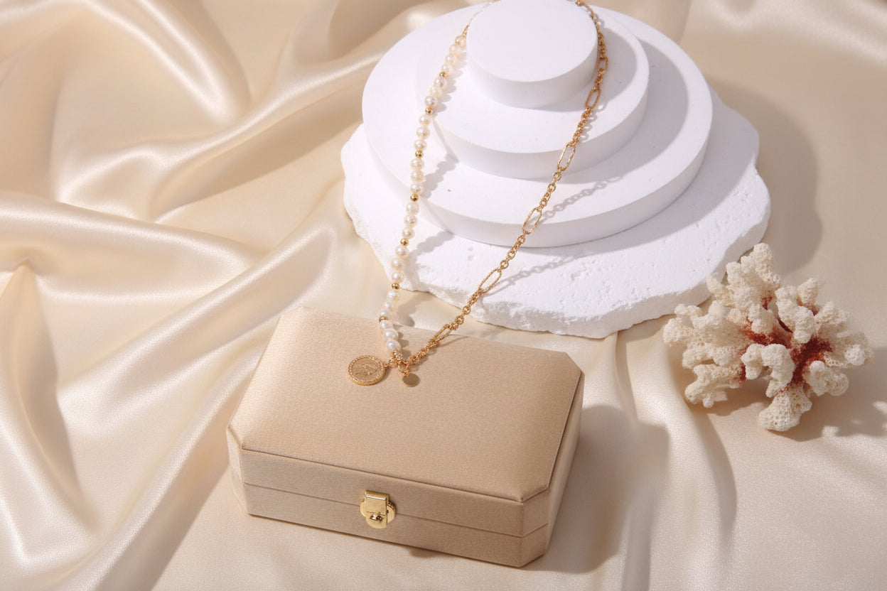 Vintage Pearl Chain Necklace in Sterling Silver