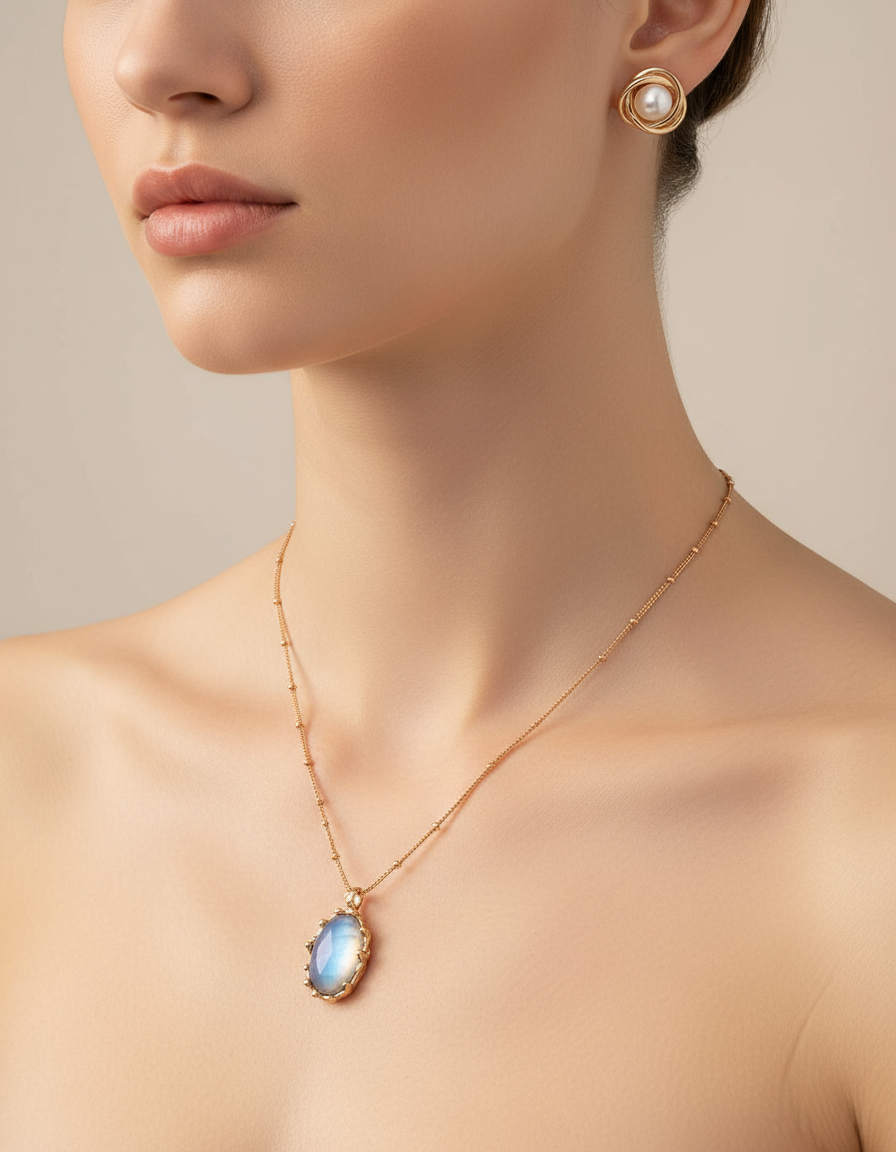 S925 Vintage Gold Mabe Pearl Necklace