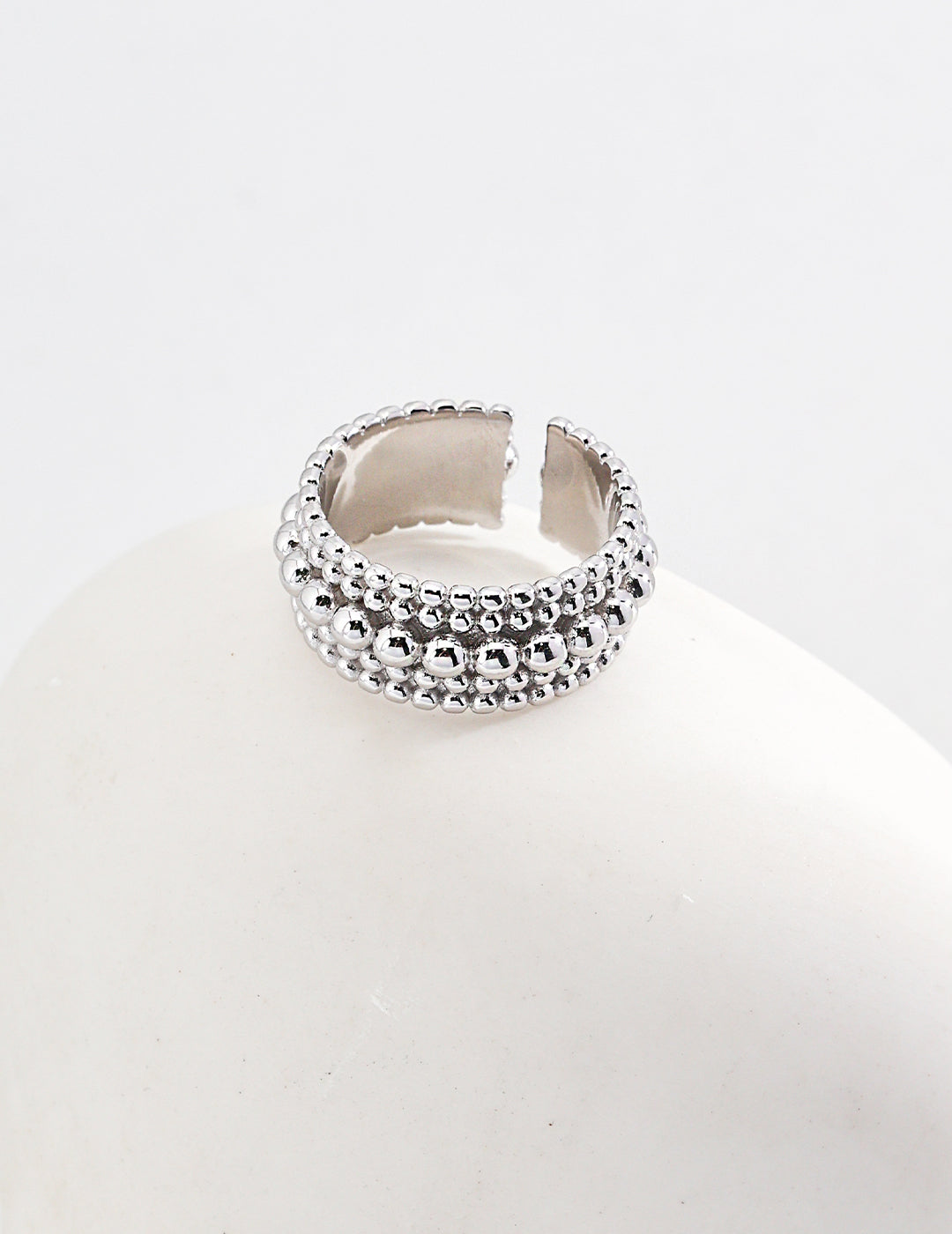 Vintage Beaded Band Ring – 925 Sterling Silver Adjustable Ring