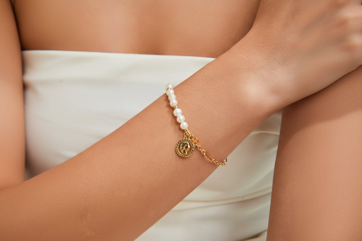 Vintage Pearl Chain Bracelet in Sterling Silver