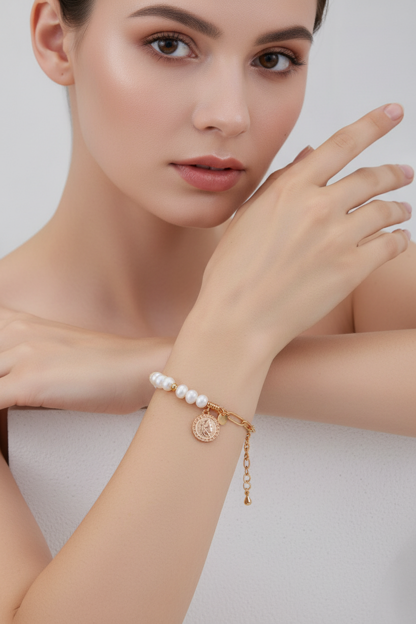 Vintage Pearl Chain Bracelet in Sterling Silver